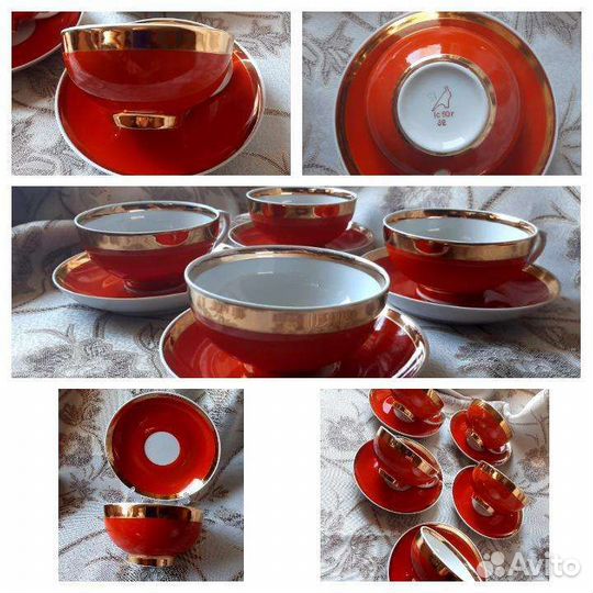 Чайные пары Дулево, лфз, из сервизов Агашки, Маки