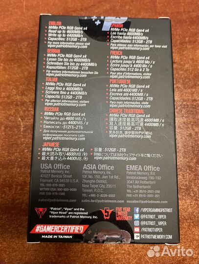 Накопитель SSD 1Tb Patriot Viper M.2 4600/4400 RGB