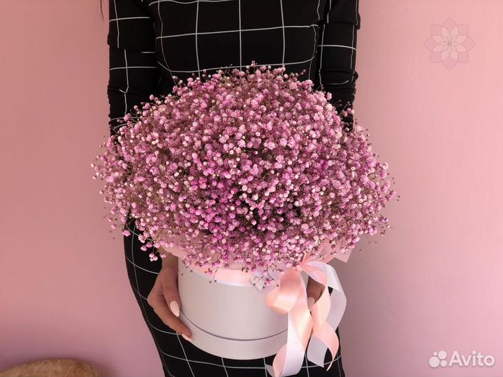 Букет из Гипсофилы в Шляпной коробке Доставка