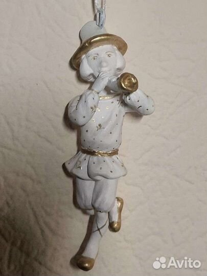 Игрушка новогодняя на ёлку скоморох с дудкой