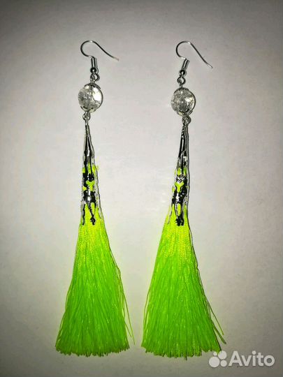 Серьги кисточки с натуральными камнями