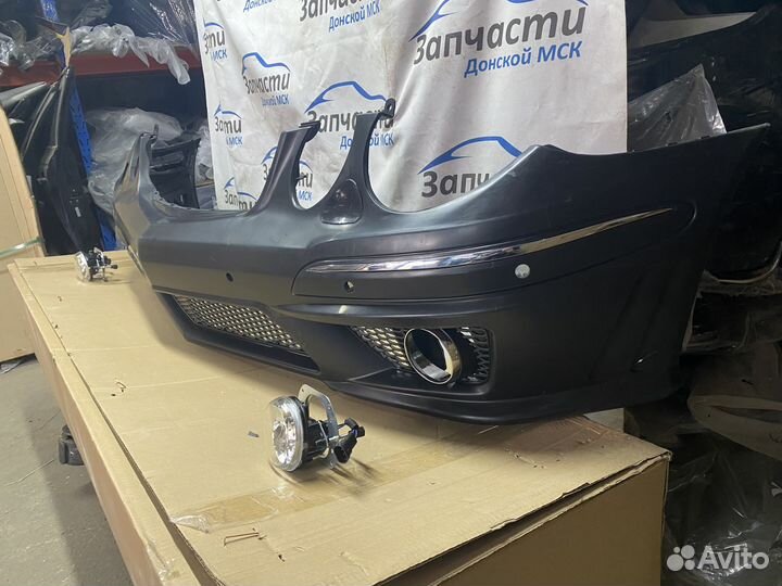 Передний бампер mercedes w211 AMG с птф