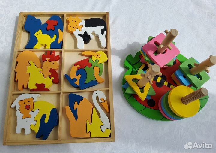 Деревянные пазлы 3D, paзвивaющая игpушкa