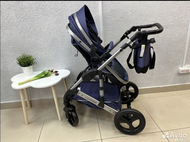 Коляска luxmom 558 синяя 2 в 1, 3 в 1 новая