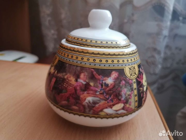 Новый чайный сервиз 6 персон, настоящий фарфор