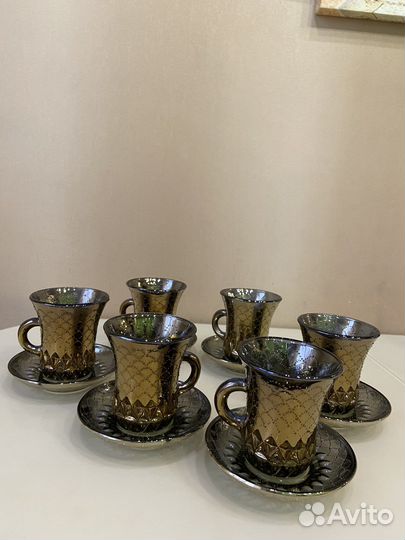 Сервиз кофейный 60-х гг ссср, золотой, уршельский