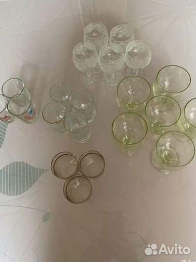 Рюмки и стопки СССР цветное стекло / хрусталь