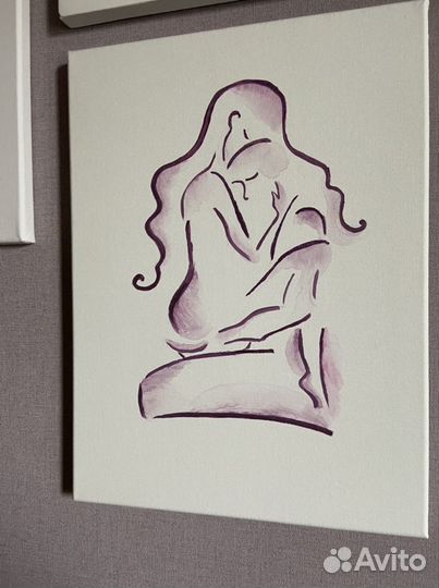 Картина в спальню на холсте акрилом диптих