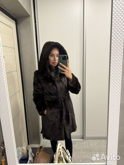 Шуба норковая с капюшоном 42 44 размер