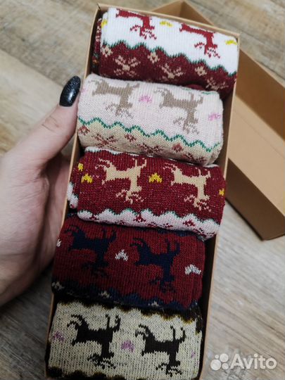Носки новогодние, набор 5 пар