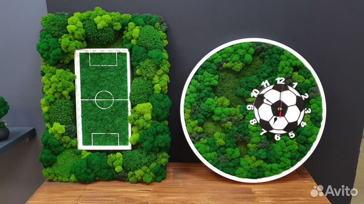 Часы настенные со мхом Континуум