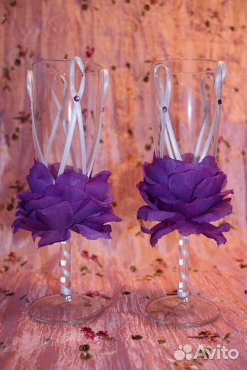 Свадебные бокалы фужеры ручной работы