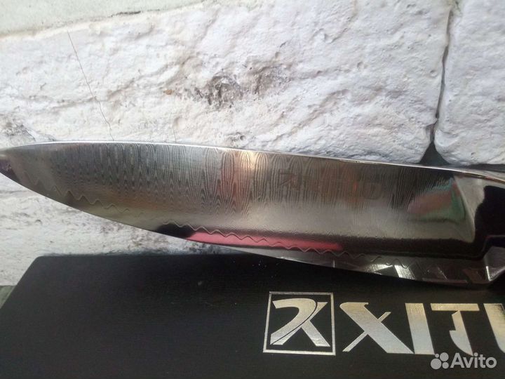 Нож поварской Xituo VG-10 дамаск чёрный и синий