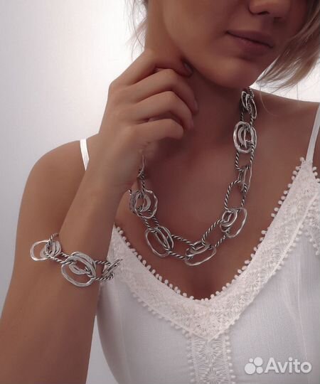 Комплект украшений посеребренный Казахский Кристал