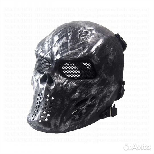 Маска защитная с cетчатыми очками М06 Silver Gray