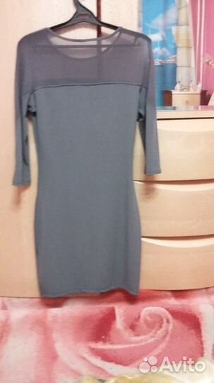 Серое платье мини