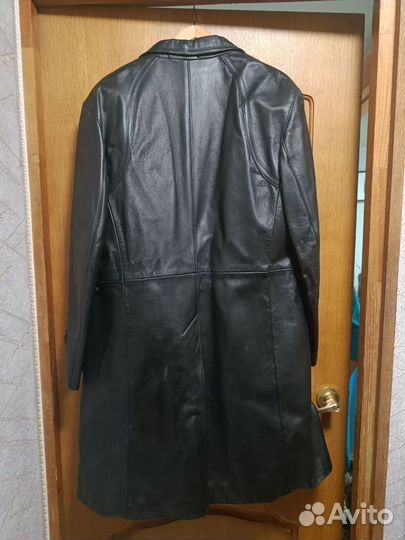 Кожаный плащ пальто мужской натуральная кожа