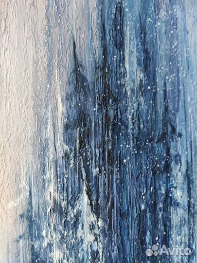 Картина текстурная зимний лес пейзаж абстракция