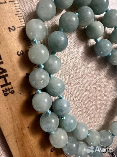 Бусы из природного аквамарина. Новые