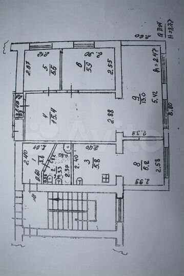 3-к. квартира, 60 м², 2/2 эт.