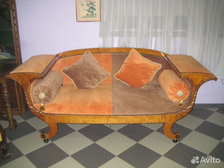 Антикварный диван Бидермайер, тополь, 1890-1900гг