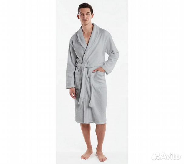 Халат махровый мужской Home One серый, размер 50