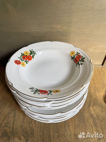 Тарелки Цветы зик Конаково СССР 70-е фаянс