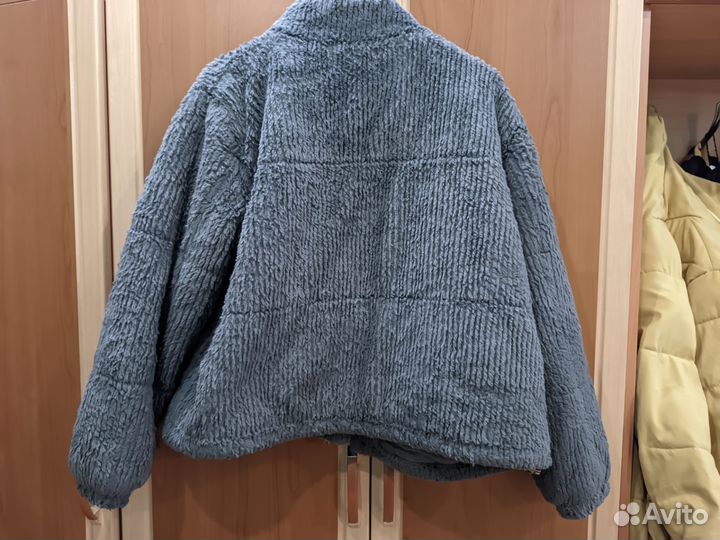 Плюшевая куртка серая new look 50 размер