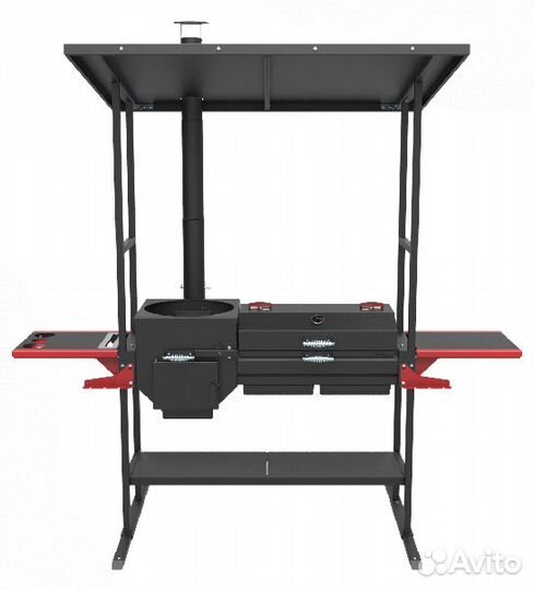 Мангал с крышей и печью под казан