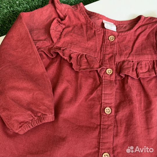 Вельветовая рубашка для девочки h&m 74