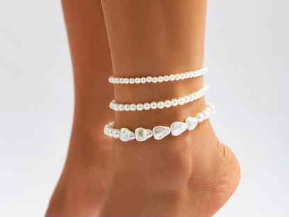 Браслет на ногу жемчужный 3 штуки с доставкой, Белорецк