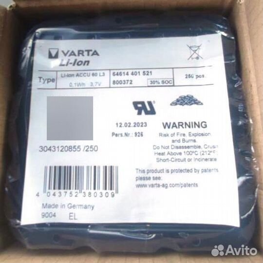 Аккумулятор в слуховой аппарат Varta 60L3 тип 312