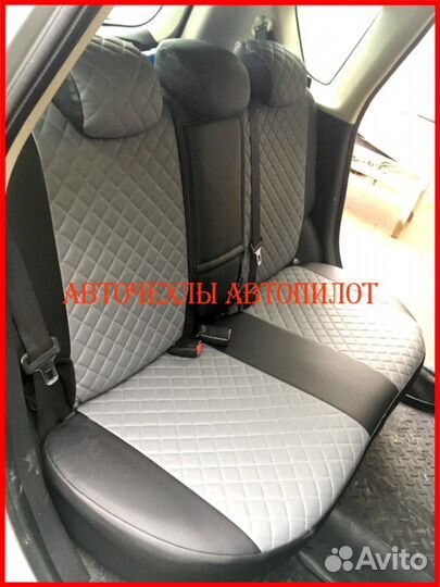 Чехлы Автопилот Nissan Note из экокожи чёрно-серые