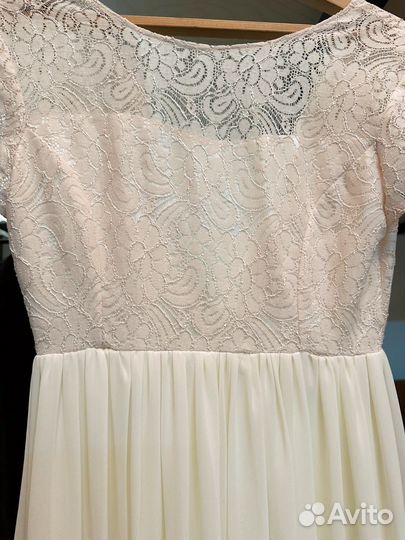 Платье бежевое в пол 44 размер