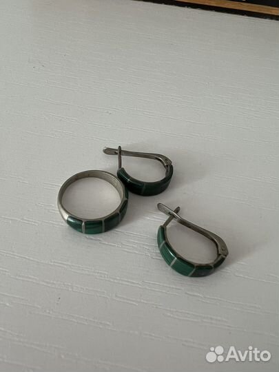 Набор малахит - мельхиор