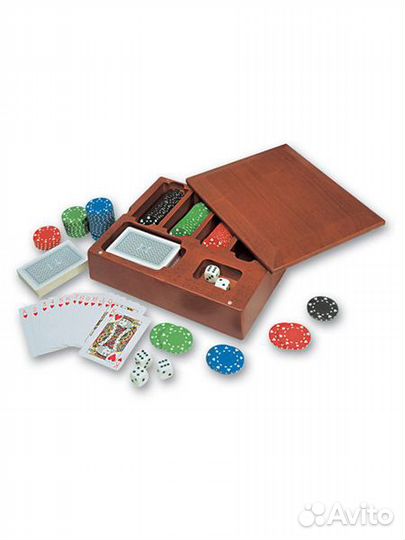 Набор для покера в деревянной коробке 100 фишек