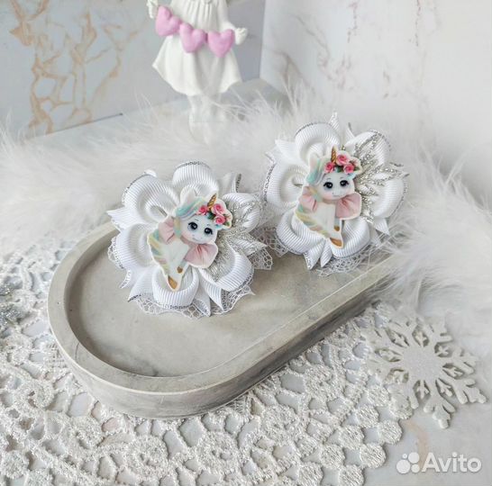 Ободок снежинка, новогодние бантики