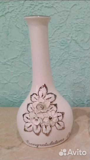 Ваза колокольчик Серебряная свадьба фарфор Англия