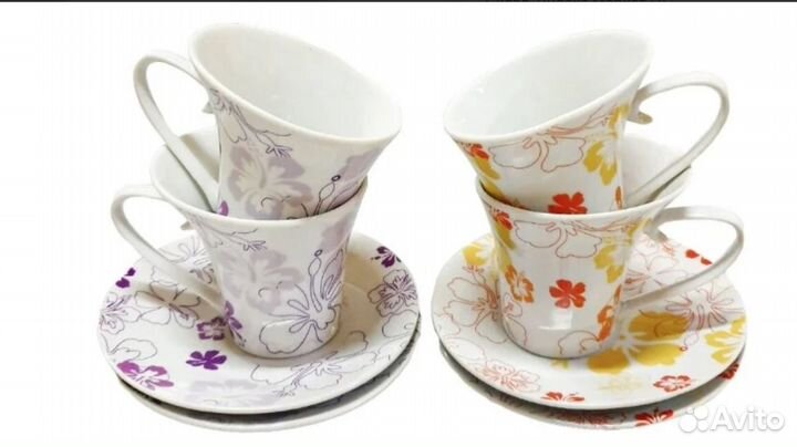 Набор кофейных чашек с блюдцами 4 пары