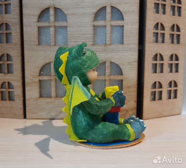 Ватная елочная игрушка дракоша