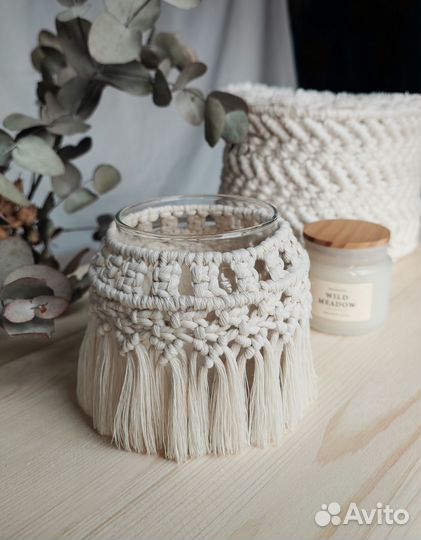 Подсвечник макраме