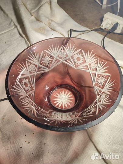 Ваза для фруктов/конфетница СССР, гутное стекло