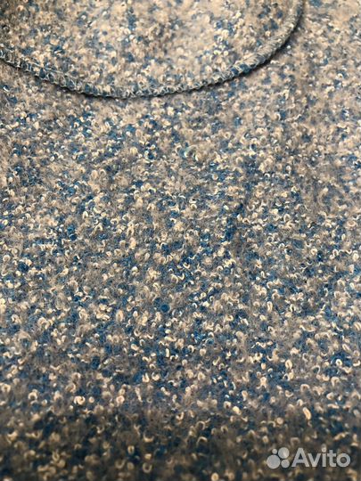 Пальто р 44 букле голубое без застежки