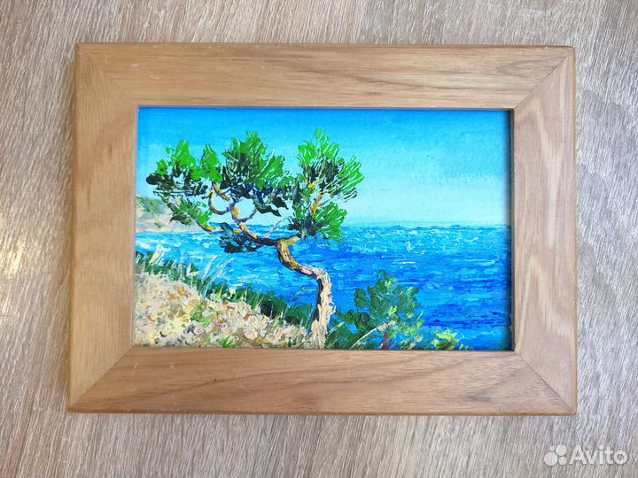 Картина миниатюра маслом 10х15 пейзаж