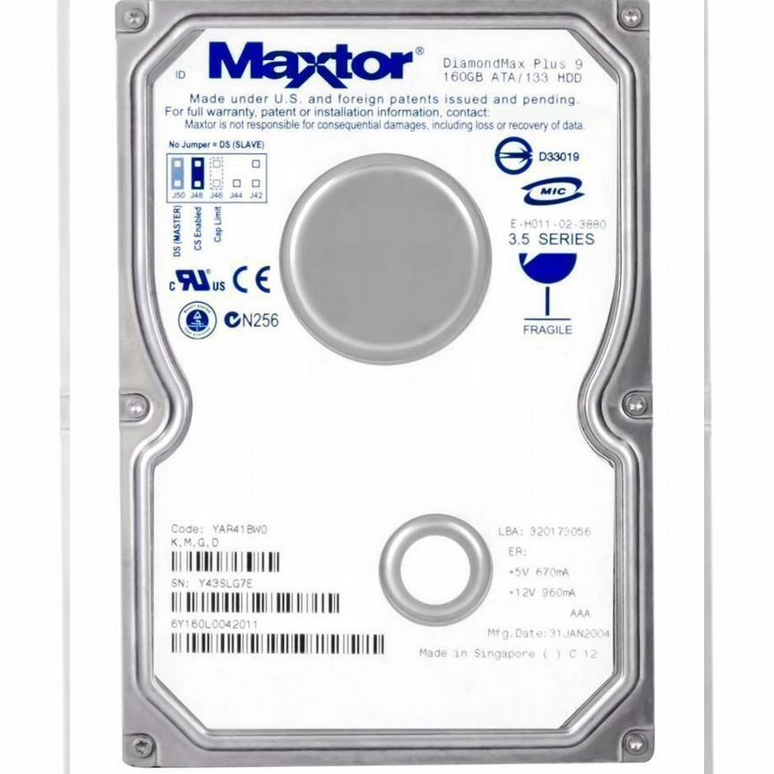 [6Y160L0] Жесткий Диск Maxtor 160gb Ide 3.5" Hdd 6y160l0