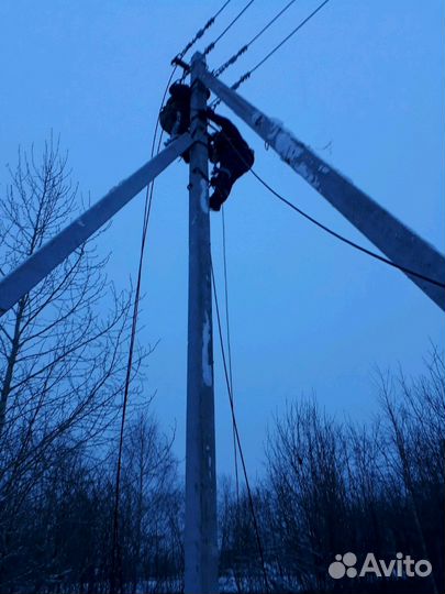 Установка опор (столбов) лэп, Эл. работы 0.4-10