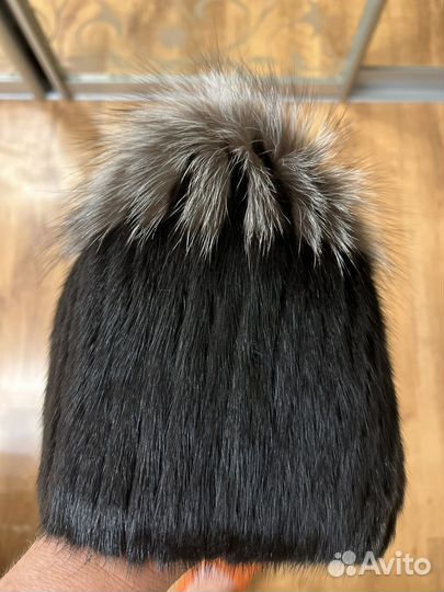 Шапка из вязаной норки