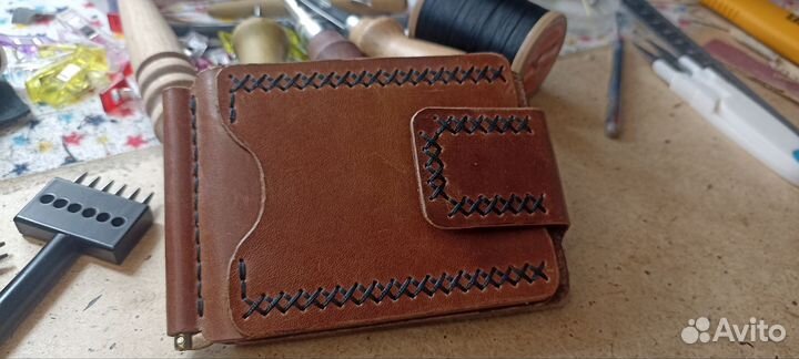 Кошелек,Зажим для денег из натуральной кожи
