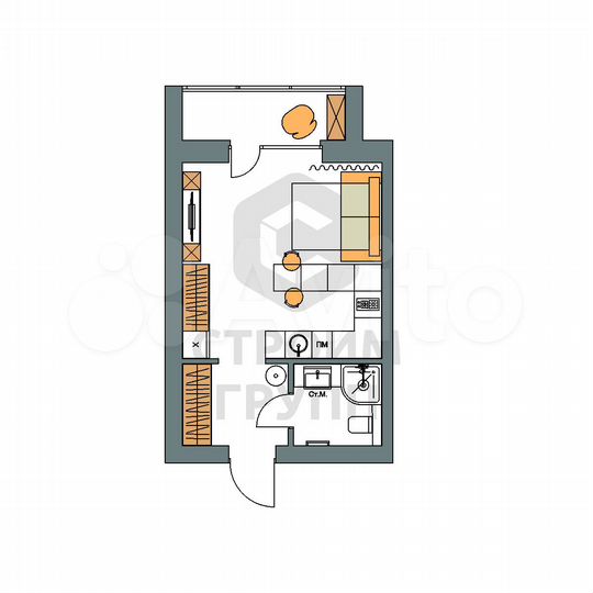 Квартира-студия, 29,1 м², 9/9 эт.