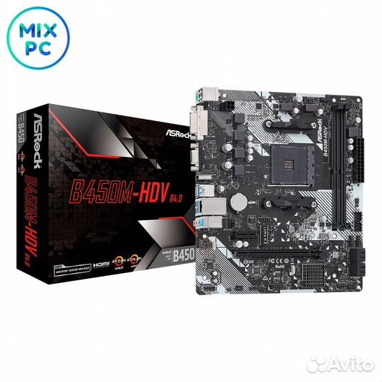 Материнская плата AM4 ASRock B450M-HDV R4.0